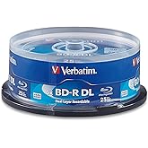 Verbatim BD-R 50GB 8X Blu-ray Recordable Media Disc Double Layer- 25 Pack Spindle - 98356, White