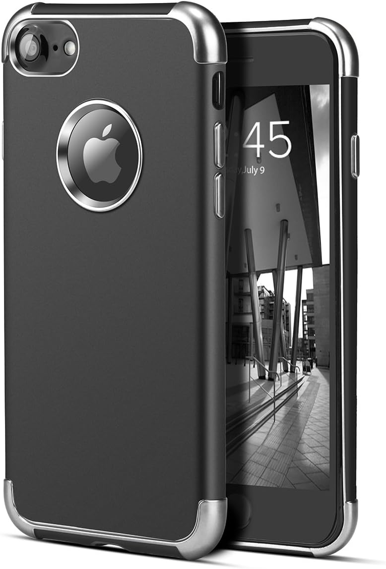 iPhone 7 Case iPhone 8 Case Ultra-Thin Cover TPU Bumper Shock-Absorption Black Silver With Ring Holder Kickstand for 4.7 iphone 8 iphone 7