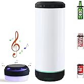 VACVOU 1 Pack 16oz Sublimation Music Bluetooth Tumbler Cup 4 in 1 Can Cooler with Speaker Stainless Steel Double Wall Vacuum Insulated Can Holder Beer Can Cooler (black)