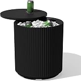 Veradek Outdoor Cooler Side Table - 2 in 1, Black, 21 inch | Features a Swivel-Top Lid That Keeps Drinks Cool for Up to 12 Hours, Perfect for Porch, Poolside, or Patio Use