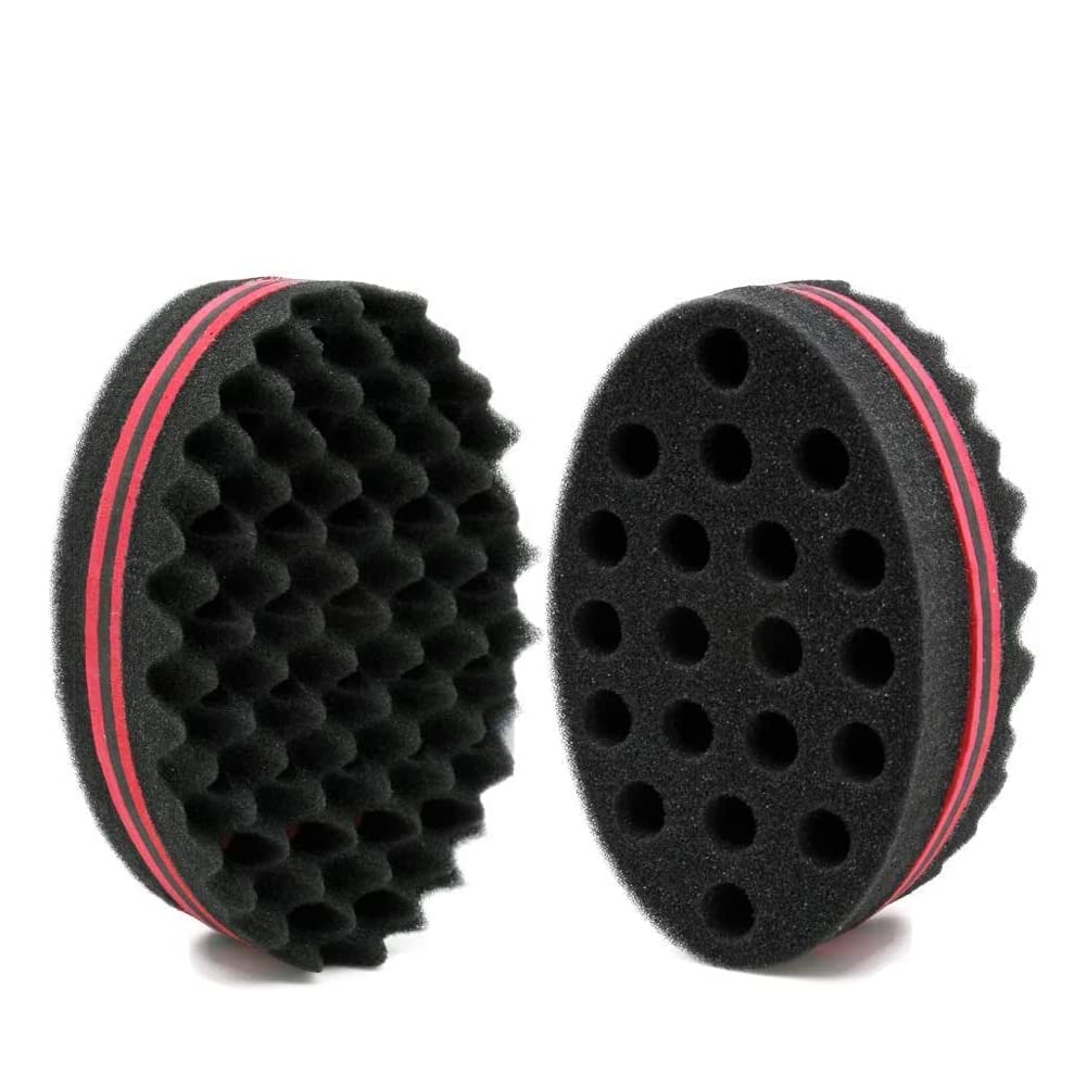 TEEROVA 2 Packs Oval Big Holes Hair Twist Magic Barber Dreads Locking Twist Afro Curl Wave Sponge Hair Brush