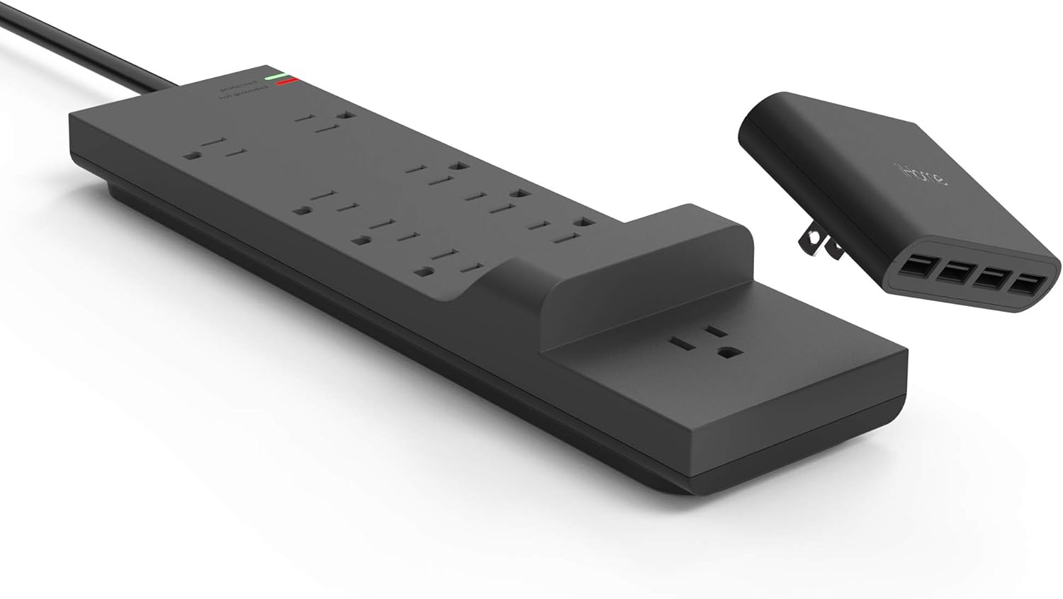 iHome Power Strip: AC Pro + Surge Protector - Outlet Extender with 9 AC Outlets, Detachable 4 Port 5.4A USB Wall Charger, 6 ft Extension Cord and 3,000 Joule Surge Protection
