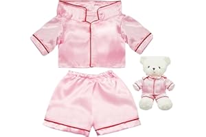 Skicuff 2 Pcs Bear Clothes Outfit Fit Most 12-16 Inch Stuffed Clothing Cute Plush Doll Clothes Plushy Bear Pajamas for Stuffed Make Your Own Plush Bears(Solid Style,Pink)