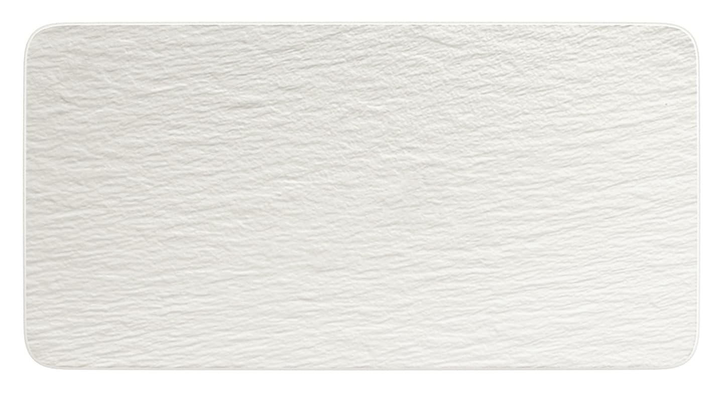 Villeroy & Boch 10-4240-2281 Manufacture Rock Blanc Rectangular Serving, White Presentation Plate for Meat, Fish and Vegetables, Premium Porcelain