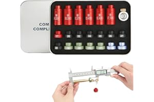 Headspace Gauge Comparator Kit with 14 Inserts and 6 Bushings, Aluminum Headspace Gauge, Measuring Tool for Bullet, Reloading