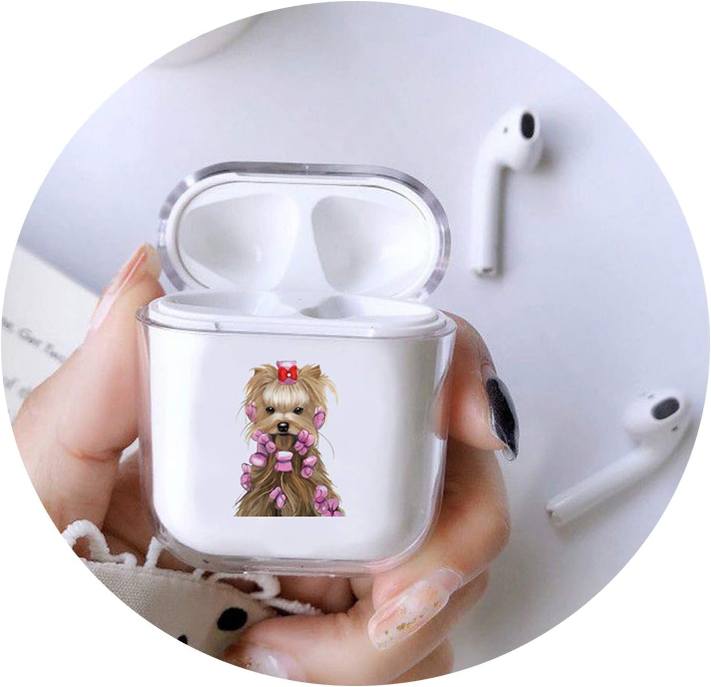 Cute Case For airpods case Cartoon Dog Teddy Pug Wireless Bluetooth Earphone Clear Case For Airpods Hard Protective Case,I200531