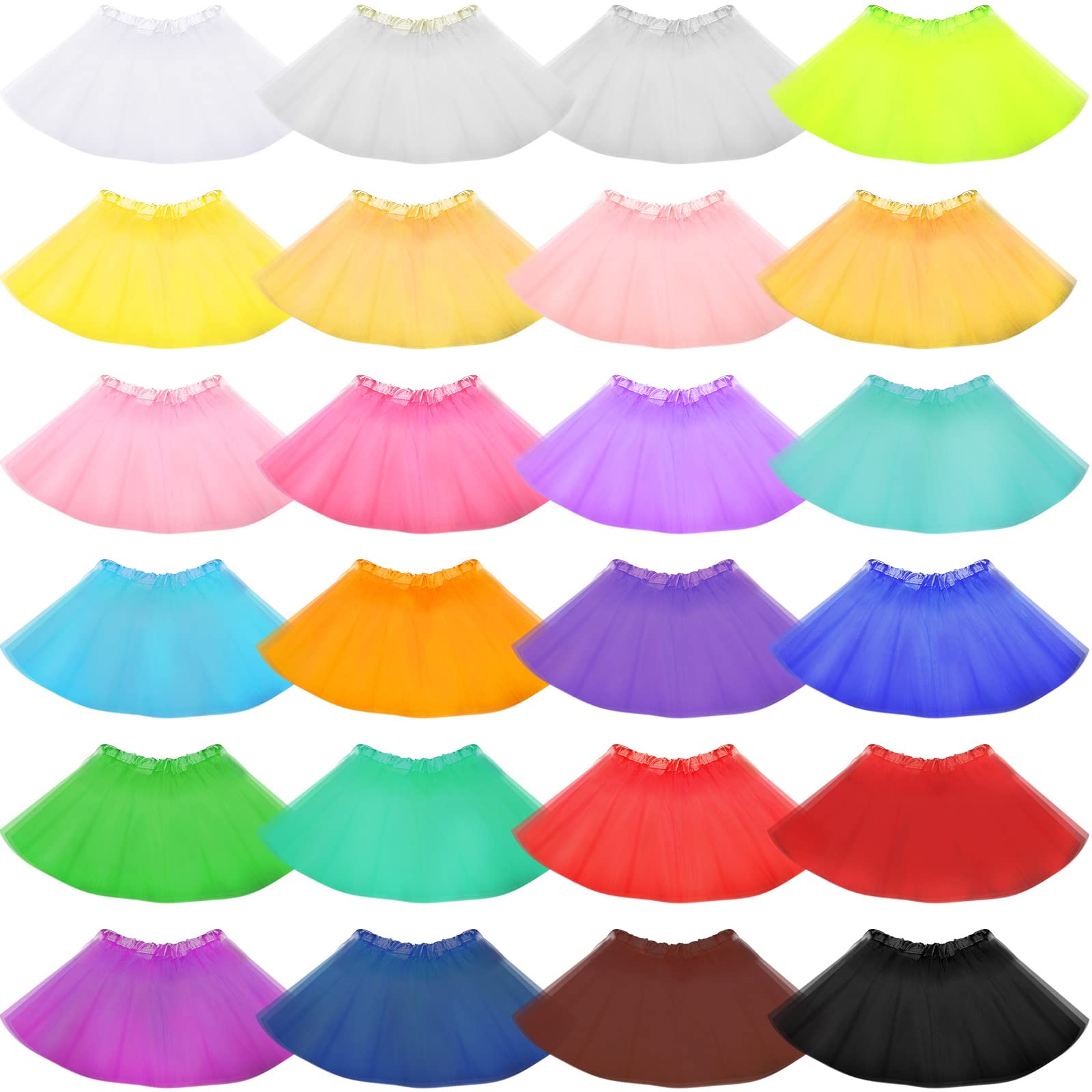 Photo 1 of JaGely 24 Pcs Halloween Tutu Skirts for Women Adult 24 Colors Fiesta Neon Tutu Elastic Costume 3 Layered Red Tulle Skirt for Cosplay Dance Party