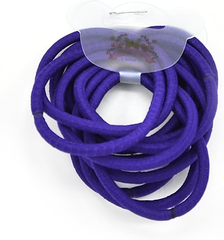 PrettyBoutique Set of 12 4mm thick Endless Snag Free Hair Elastics Bobbles Bands Ponios (Purple)
