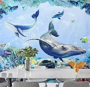 FHOMEY Papel Pintado Murales 3D Fondo De Pantalla De Ballena De Mundo