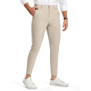 UPGET Mens Cropped Golf Pants 28" Stretch Tapered Skinny Fit with 4 Pockets | Lightweight Breathable Quick Dry Slim Elastic W
