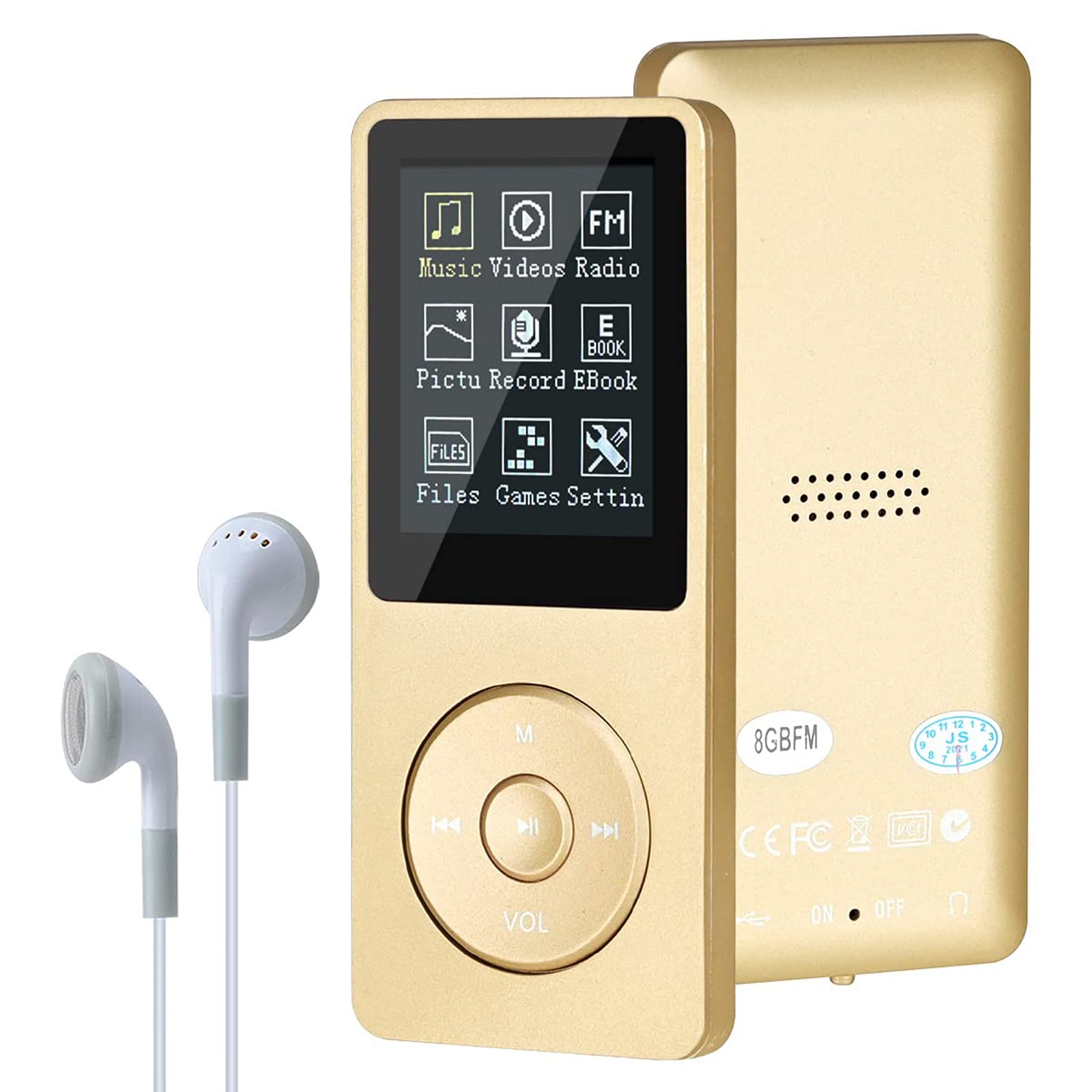 MP3/MP4 Digital Music Player,Lychee Upgrade 8GB Portable HiFi Lossless Sound Music Player with Music/Video/Voice Record/FM Radio/E-Book Reader, Supports up to 64GB (Gold)