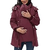 Maacie Maternity 3 in 1 Winter Coat Thicken Quilted Lined Warm Hooded Outwear Puffer Down Jacket Parka with Pockets