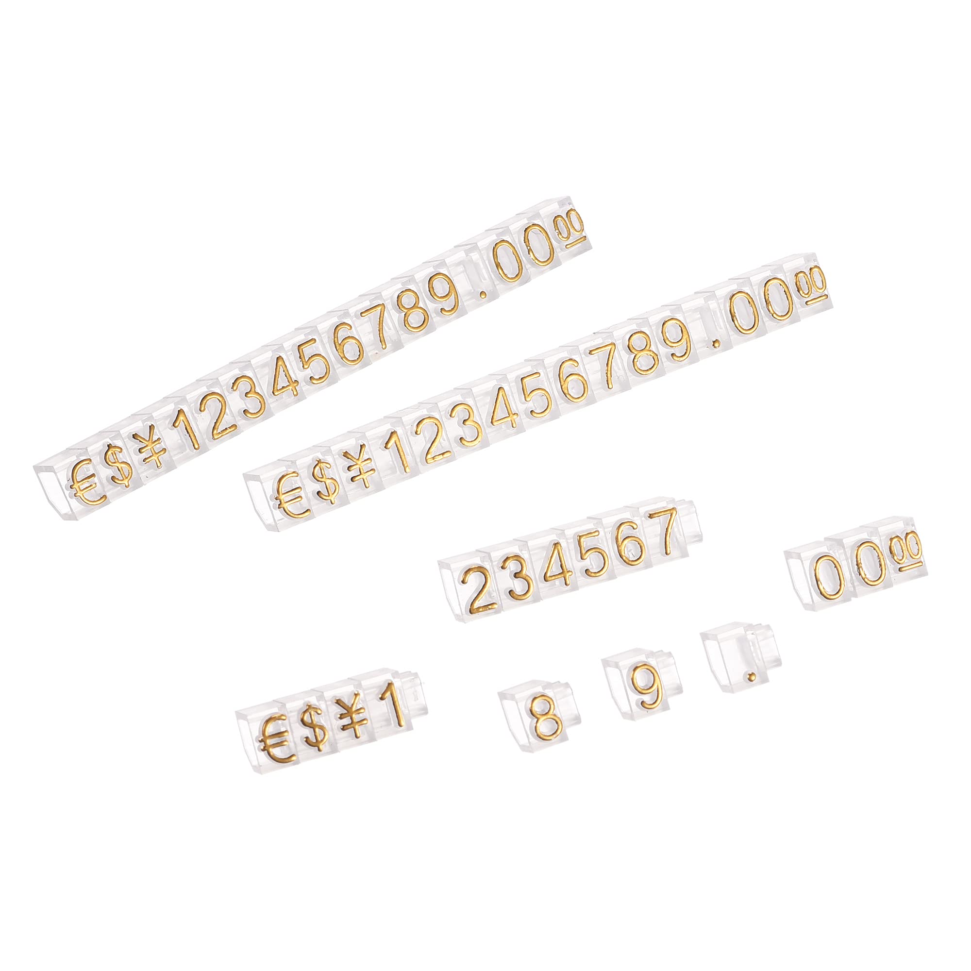 sourcing map Adjustable Removable Mini Cube Price Tag Display Number Letter Price Label Stand Block Kit for Shop Counter Gold on Clear, 0.12 x 0.22 inch,10 Sets