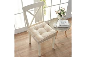 vctops Solid Square Seat Chair Pads Non Skid Soft Comfy Plush Dining Room Kitchen Office Chair Cushion with Ties (17" x 17" x 3",Beige)
