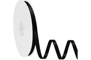 Simplegoal Double Face Black Satin Ribbon 1/4 Inch X 50 Yards Polyester Black Ribbons for Gift Wrapping Fabric Ribbon for Crafts Flower Bouquet Sewing Arts Wedding Party Decoration