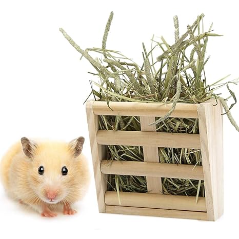 Legendog Hamster Hay Feeder Multipurpose Wooden Pet Hay Rack