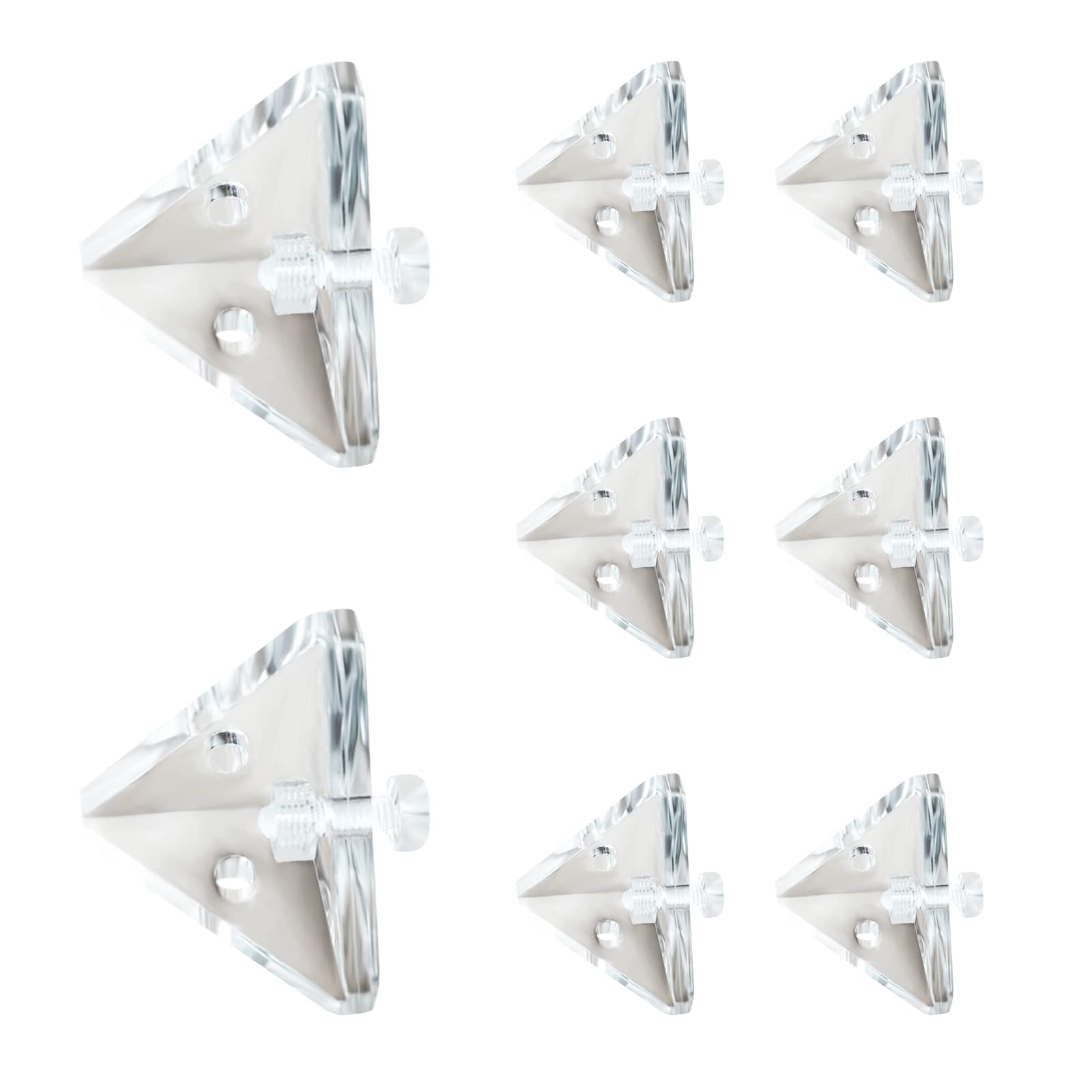 MOROBOR 10 Pcs Clear Acrylic Corner Brackets 3 Holes Corner Brackets with Mounting Screws for Strengthening Furniture Connection (21mm x 21mm) — image 1