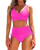 Aqua Eve Women High Waisted Bikini Twist Front