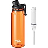 Filtered Water Bottle, Membrane Solutions C3 Water Bottle Filter with Replaceable ACFX2 Filter Cartridge, Portable Water Filter 36oz BPA-Free for Travel, Hiking & Camping Drinking use(Orange)