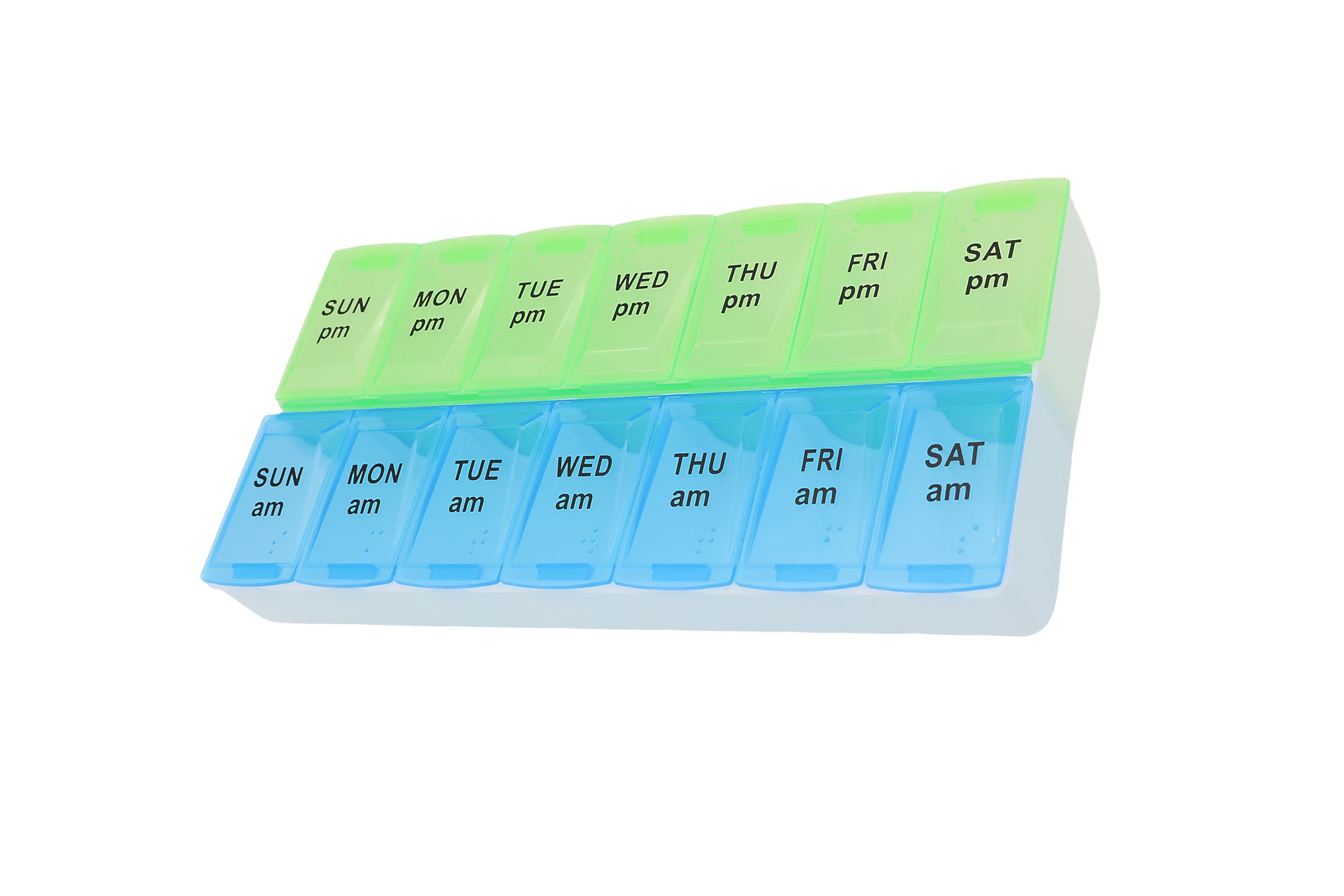 Photo 1 of 7 Day Weekly Pill AM PM Organizer, ShysTech Large Pill Case Pill Box for Pills/Vitamin/Supplements/Medication (Blue/Green)