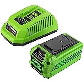 ANTRobut Replacement for Greenworks 40V Battery and Charger 29482 Compatible with 40V Greenworks Battery 29472 29462 6.5Ah