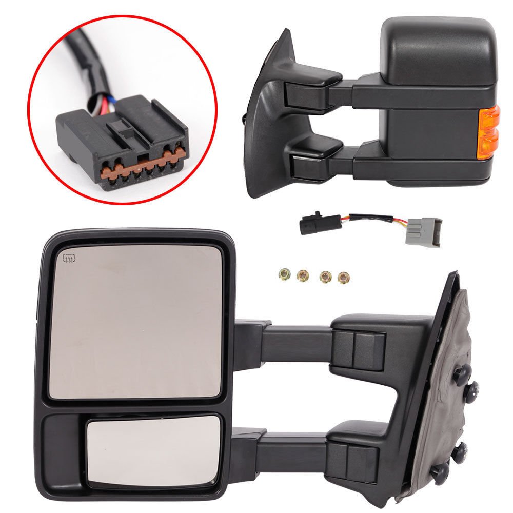 Roadstar Upgrade Towing Mirrors for 99-07 Ford F250 F350 F450 F550 Super Duty Tow Mirrors Power Heated with Signal Light Both Driver and Passenger Side Mirrors