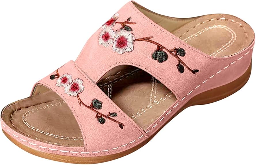 Amazon.com | Summer Sandals for Women Wedges 2021 Flower Embroidered Vintage Casual with Arch 
