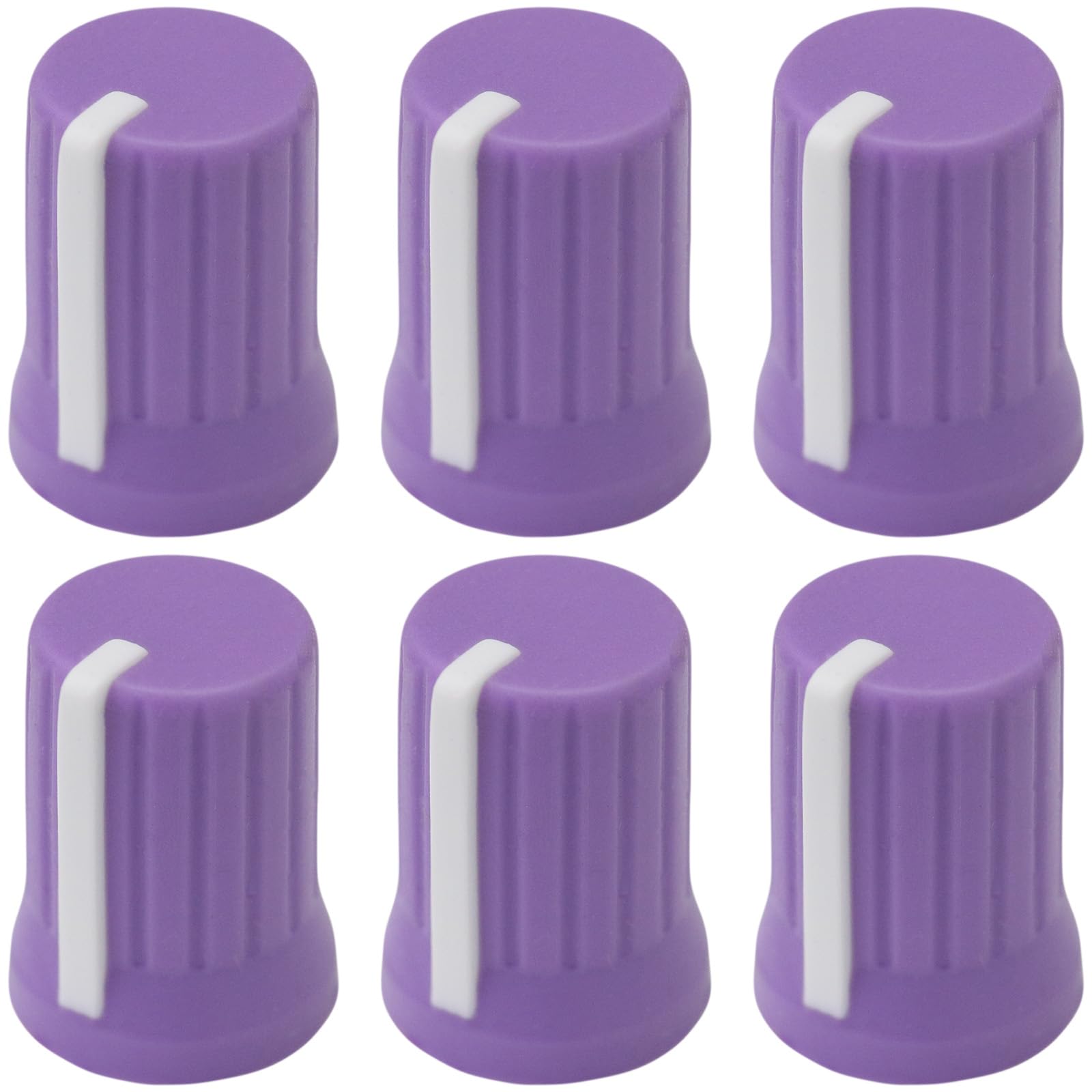 6mm D-Shaft Hole Rubber Soft Grip Vibrant Colour Body Mixer Knobs Pack of 6 (Purple)