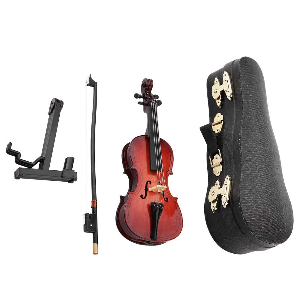 Cello Ornaments, 5.5in Wooden Miniature Cello Replica with Case Instrument Model Musical Gifts Ornaments