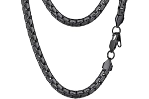 PROSTEEL Stylish Stainless Steel Round Link Chain Necklace for Men, Silver/Gold/Black Tone, Hypoallergenic Jewelry, 14"-30", Come with Box