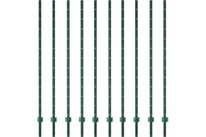 XYADX Metal Fence Post 7feet, Heavy Duty Garden Fence Post for Holding Wire Fence, Sign U Post Pack of 10 Sturdy Outdoor No Dig Fence Post for Garden Yard – Green