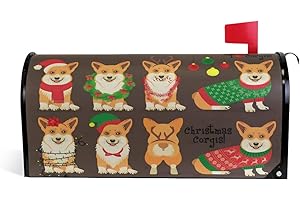 ALAZA Corgi Dogs Christmas Magnetic Mailbox Cover MailWraps Garden Yard Home Decor for Outside Standard Size-18"x 20.8"