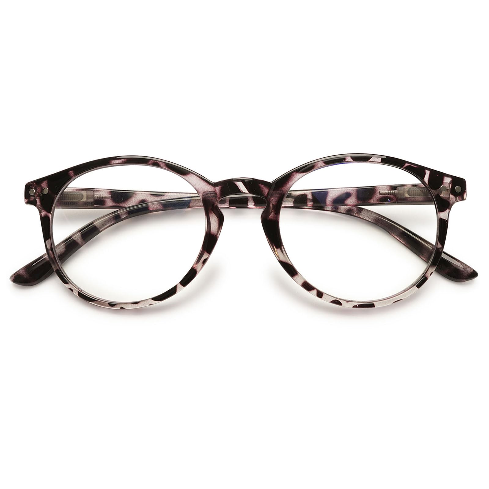 MAGIMODAC Ladies Anti Blue Light Reading Glasses Round Oval Lightweight Eyeglasses Women Readers Glasses +1.0 +1.25 +1.5 +1.75 +2.0 +2.25 +2.5 +2.75 +3.0 +3.5 +4.0 (Grey Tortoiseshell, 4.00)