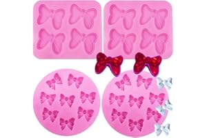 GEOGEODIY 4 Pack Mouse Bows Cartoon Butterfly Tie Silicone Mold Fondant Chocolate Candy Molds, for Dessert Ice Cube Cake Baking Fondant DIY Birthday Party Cake Decorating