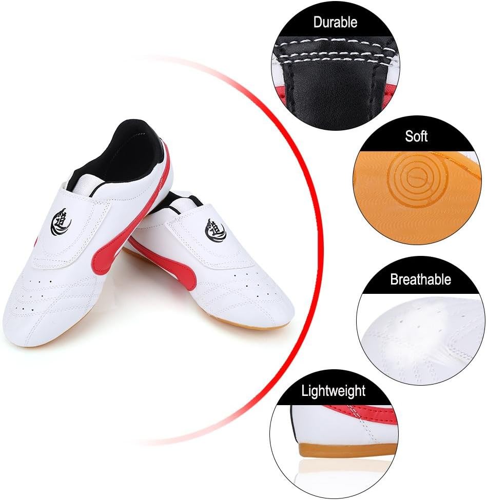 Taekwondo Shoes, Unisex PU Leather Oxford Soles Taekwondo Shoes Lightweight Boxing Kung Fu Tai Chi Sport Gym Shoes with Carry Bag for Children Adults Kids : Sports & Outdoors