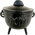 Crystalo - Cast Iron Cauldron with Lid, 4" (Moon Goddess)