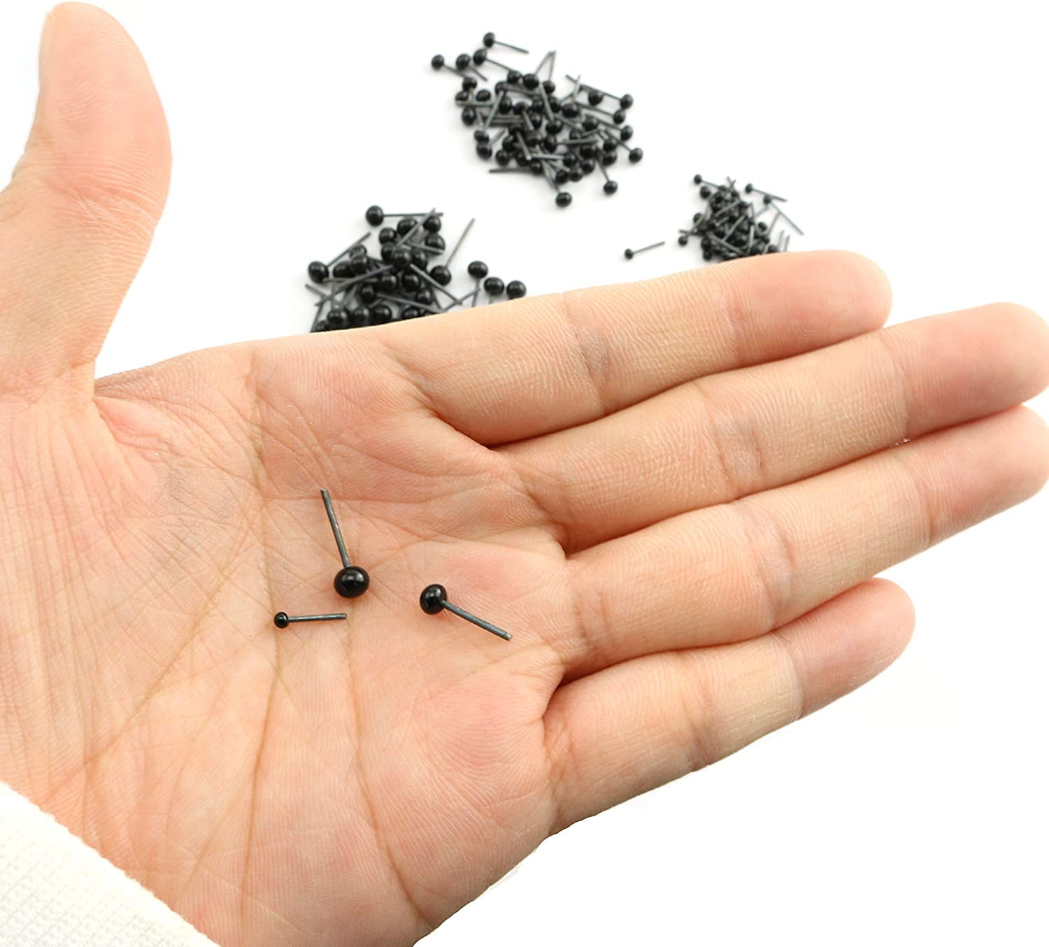 Glass Eye 150PCS 2/3/4mm Black Beans Needle Type Glass Eyes Balls for Puppet Doll Craft
