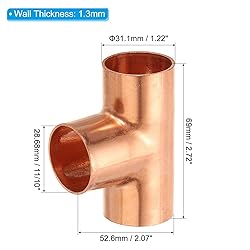 PATIKIL 1-1/8 Inch ID Tee Copper Fitting, 2 Pack 3