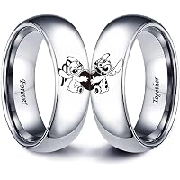 POVANDER His & Hers Matching Stainless Steel Ring Set - "Her King His Queen", Size 7 - View #7