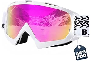 BATFOX Anti Fog Ski Goggles OTG for Adults & Kids, Snowboard Goggles with 100% UV Protection & Anti-Slip Fit for Skiing