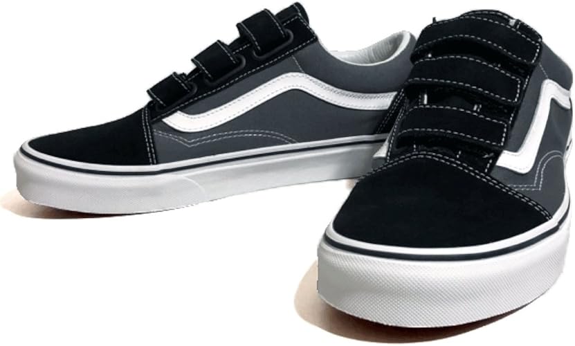 Amazon Vans バンズ オールドスクール Oldskool V Us企画 ベルクロ マジックテープ式 ブラック グレー 黒 Us9 27cm メンズ Vans バンズ シューズ バッグ