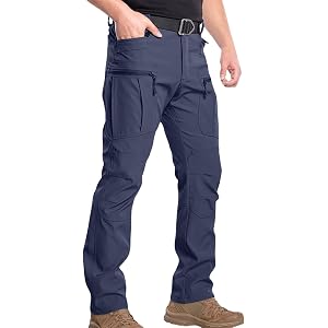 Mens Tactical Cargo Pants Stretch Waterproof Breathable Outdoor Hiking Work | Slim Relaxed Fit Lightweight Casual with Pocket