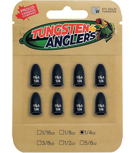 Fishfun 5pcs Fishing Weights, Anodized Black Tungsten Bullet Worm