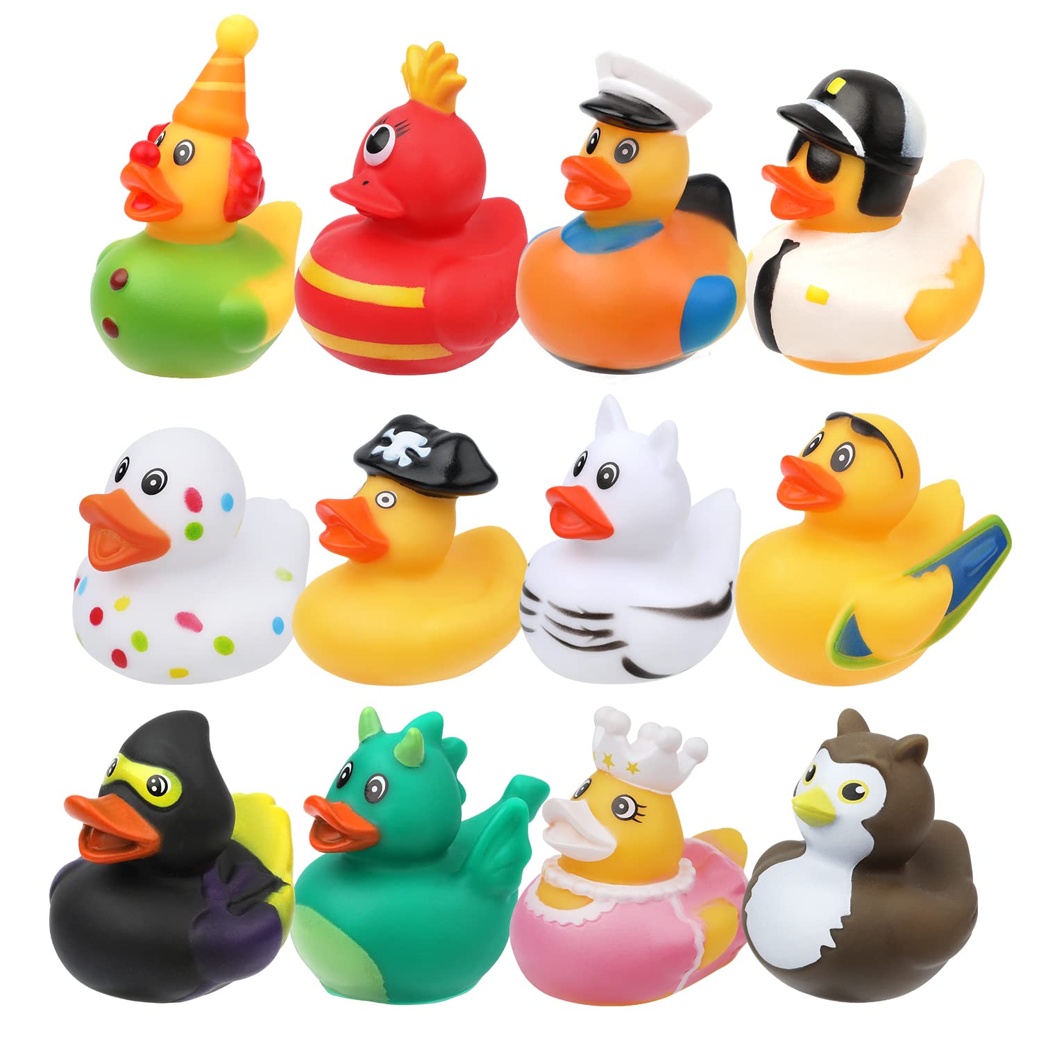 LUTER 12pcs Rubber Bath Duck Toys, Colorful Rubber Ducks for Jeep Ducking Float Bath Duckies Cute Bath Ducky Toys for Baby Shower Birthday Party Supplies