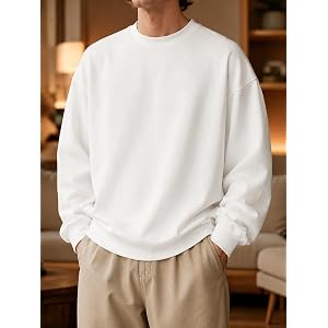 Mens Lightweight Thin Long Sleeve Sweatshirt Stylish Travel Ready Pullover for Street Casual Look