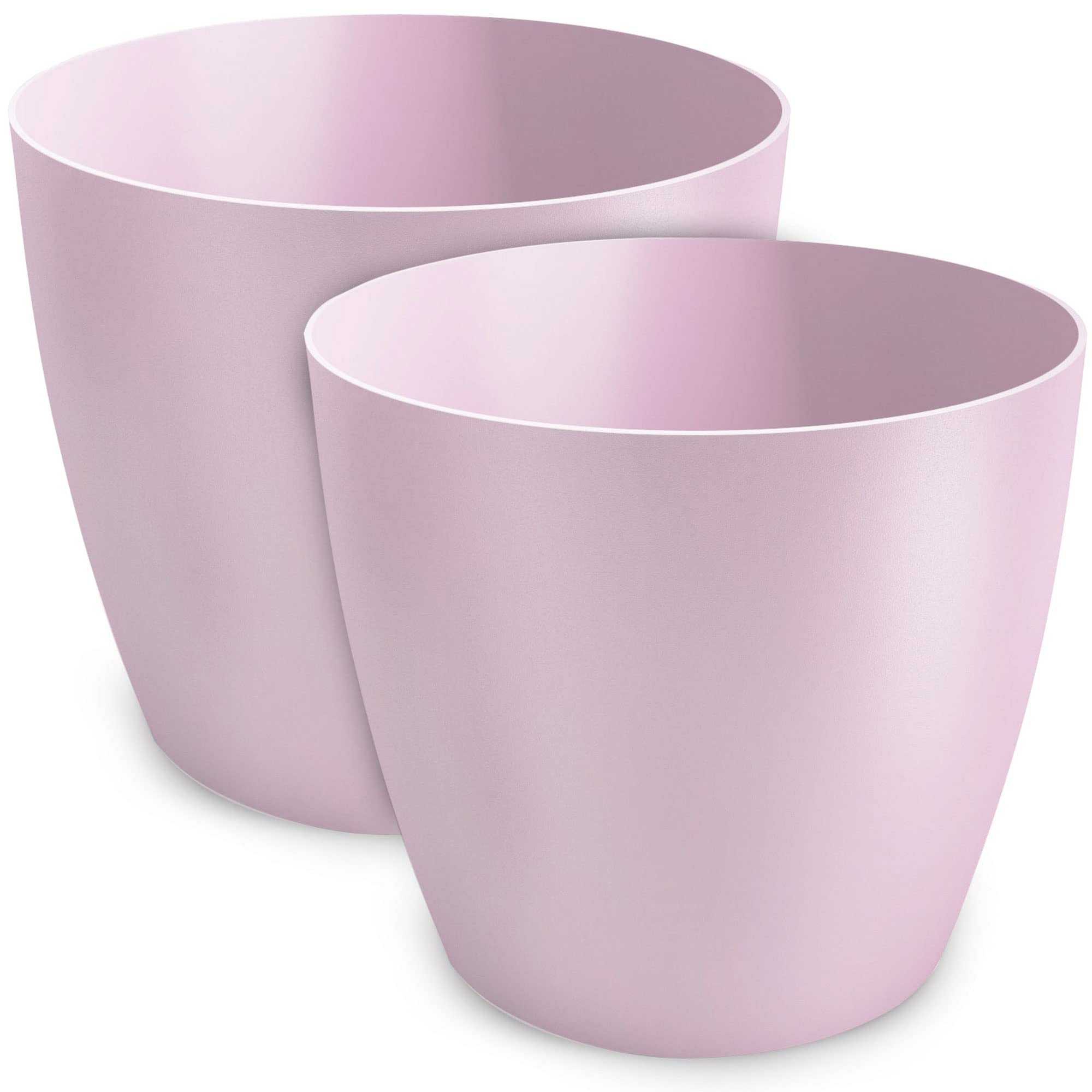 TULMERO Matte Flower Pot, Plastic Planter, Decorative Pot for Large and Small Plants, Set of 2, Pink, 20 cm Diameter