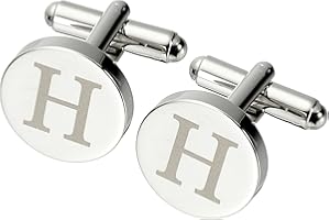 PATIKIL Men Cufflinks, Initial Cufflinks for Men Classic Alphabet Letter H Copper Round Men Cuff Links 26 Letters A-Z for Fat