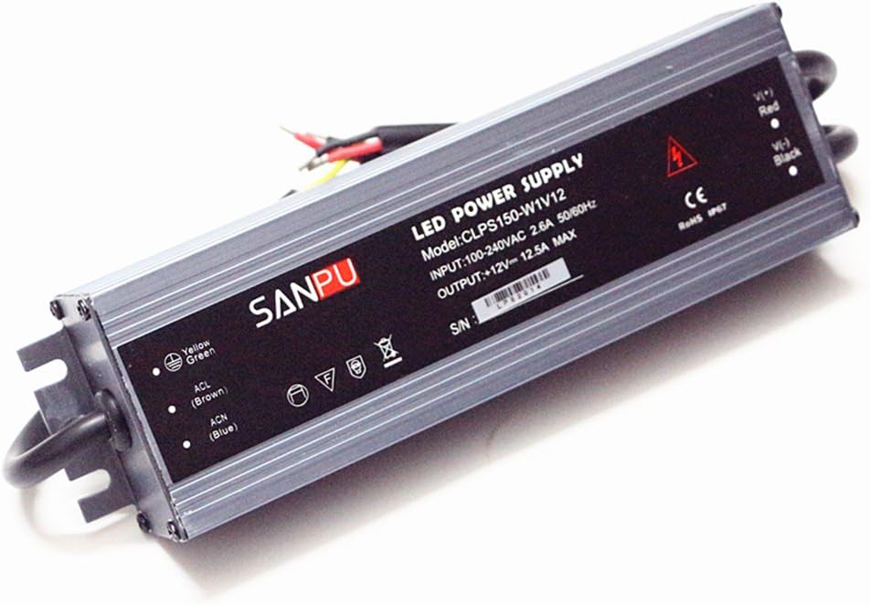 JMWaaBong 12 Volt Waterproof LED Power Supply 12V DC 150W 12A IP67 110V 220V ACDC Lighting