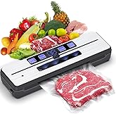 Vacuum Sealer Machine, Powerful Pro Food Sealer Compact Design Food Preservation System High-Speed with Dry/Moist/Moist+/Soft Mode, Starter Kit 15 Bags & Accessory Hose & Bulit-in Cutter