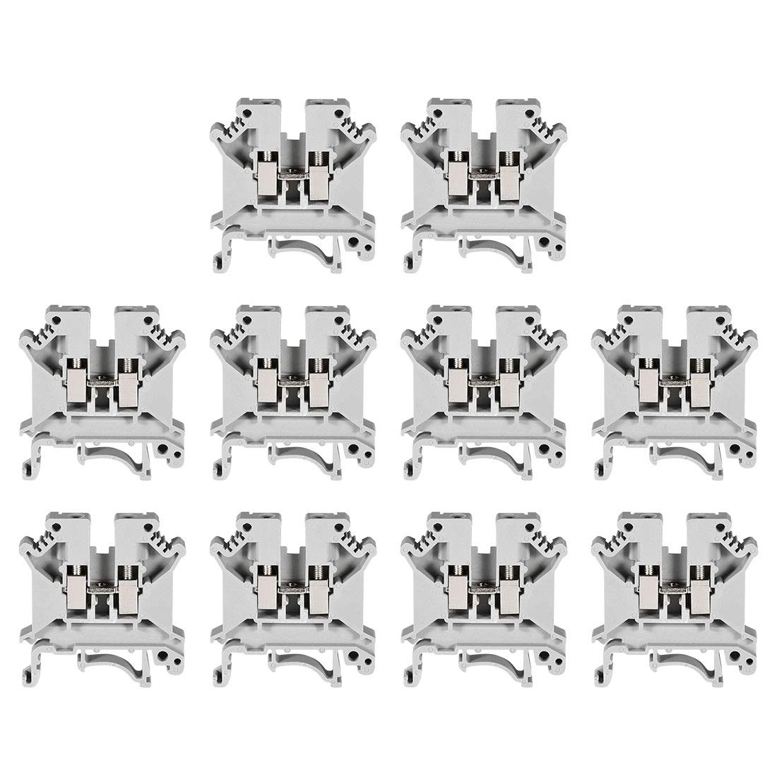 sourcing map DIN Rail Terminal Block UK5N 800V 41A Screw Type Connector 0.2-4mm2 Grey 10 Pcs